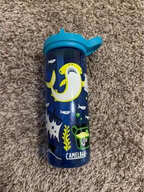 CamelBak Blue Shark Print Water Bottle - Kids Fun Leakproof